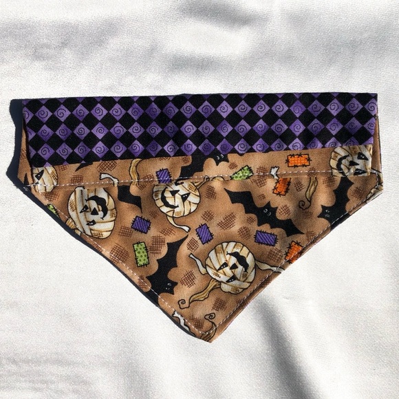 Handmade Small Dog Halloween Print Collar Bandana - Picture 1 of 3